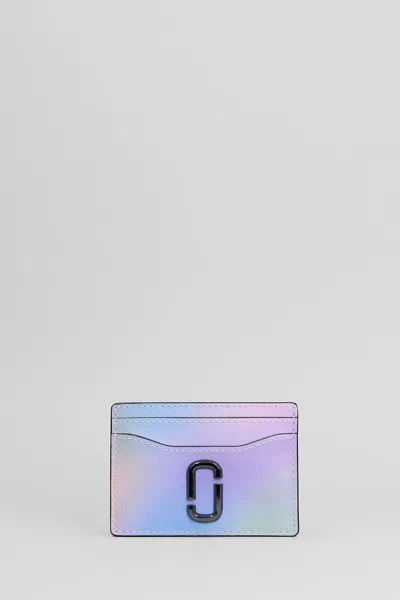 Marc Jacobs The Card Case Wallet In Multicolor Leather In Purple