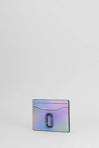 Marc Jacobs The Card Case Wallet In Multicolor Leather In Purple