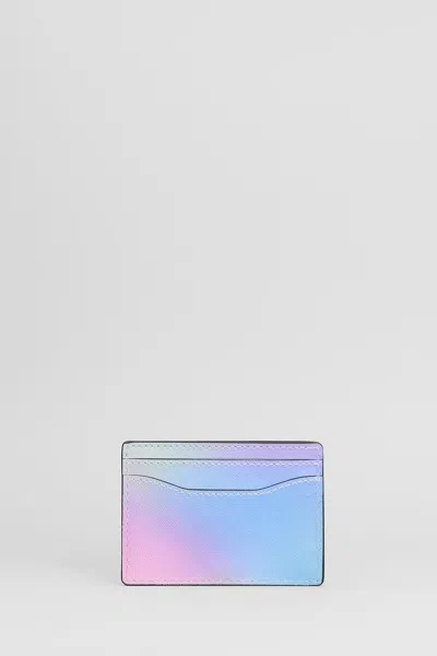 Marc Jacobs The Card Case Wallet In Multicolor Leather In Purple