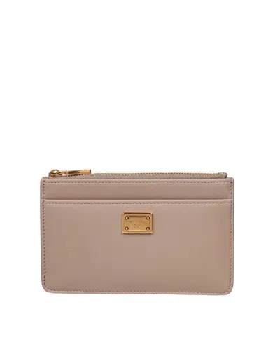 Dolce & Gabbana Slim Design Plonge Cardholder With Gold Hardware In Neutral