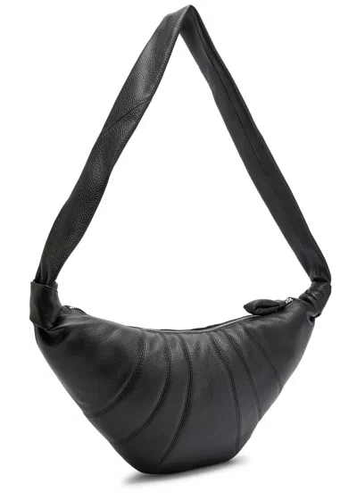 Lemaire Cross-body Bag With Adjustable Strap And Textured Finish In Black
