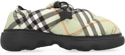 Burberry Check Motif Mules In Sand