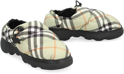 Burberry Check Motif Mules In Sand