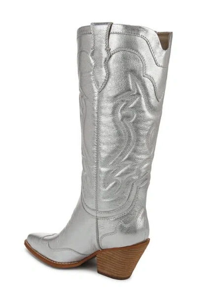 Sam Edelman James Pointed Toe Western Boot In Silver