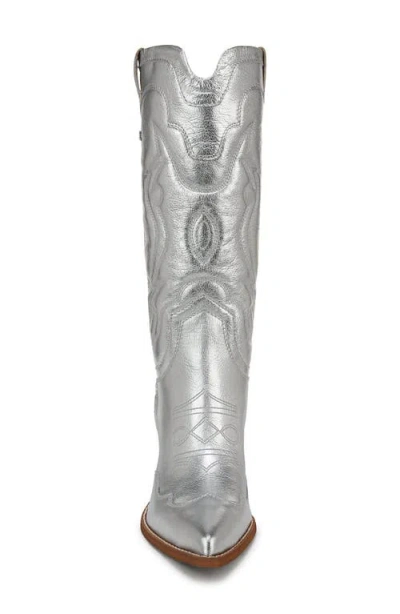 Sam Edelman James Pointed Toe Western Boot In Silver