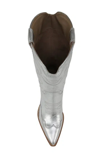 Sam Edelman James Pointed Toe Western Boot In Silver