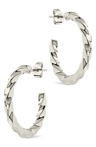 Sterling Forever Chandler Twisted Hoop Earrings In Metallic