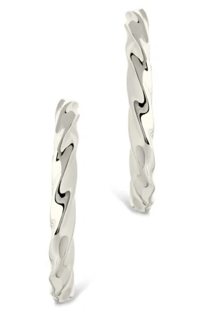 Sterling Forever Chandler Twisted Hoop Earrings In Metallic