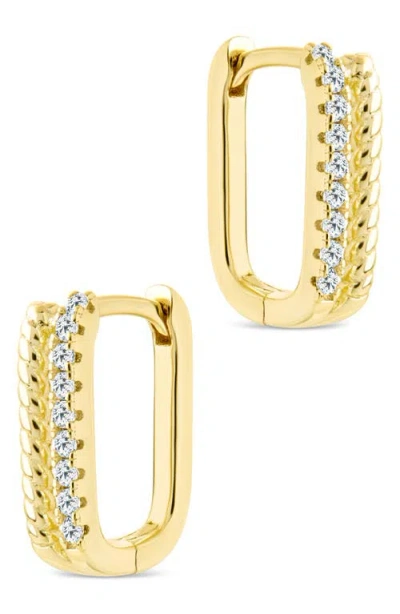 Sterling Forever Cori Cubic Zirconia Rectangular Huggie Hoop Earrings In Gold