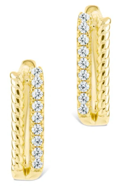 Sterling Forever Cori Cubic Zirconia Rectangular Huggie Hoop Earrings In Gold