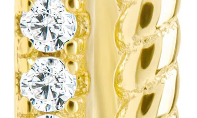 Sterling Forever Cori Cubic Zirconia Rectangular Huggie Hoop Earrings In Gold