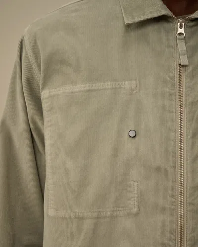 C.p. Company Corduroy Overshirt With Front Zipper And Logo Patch In Nude