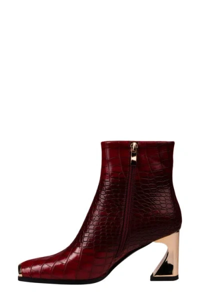 Ninety Union Lima Croc Embossed Boot In Red