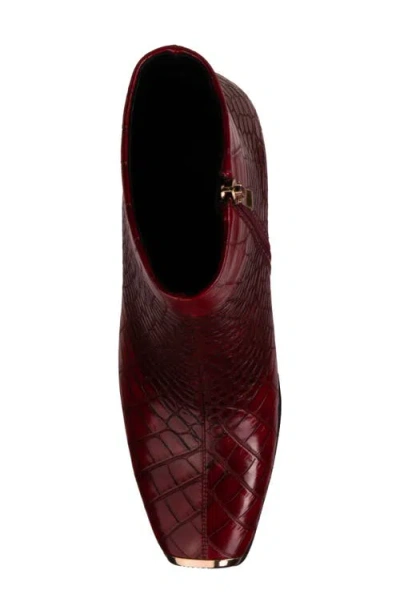 Ninety Union Lima Croc Embossed Boot In Red