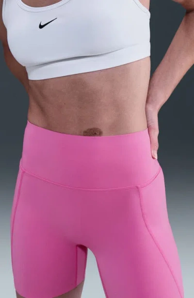 Nike Universa Medium-support High-waisted 5-inch Pocket Biker Shorts In Pink
