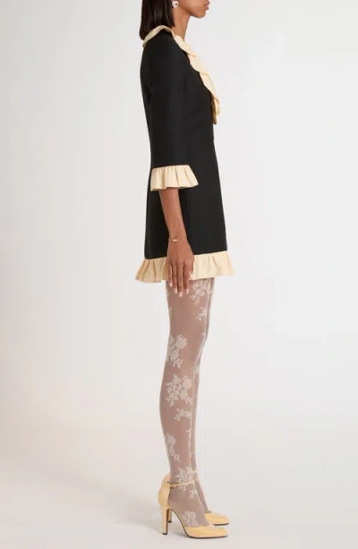 Valentino Wool And Silk Short Dress In Black