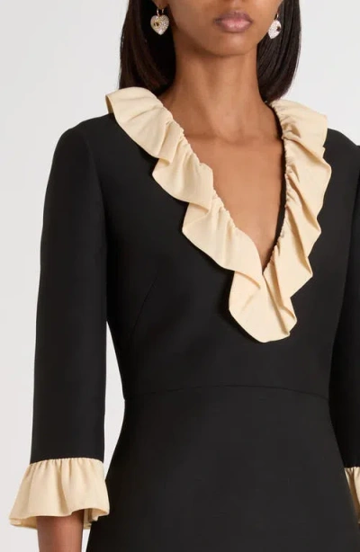 Valentino Wool And Silk Short Dress In Black