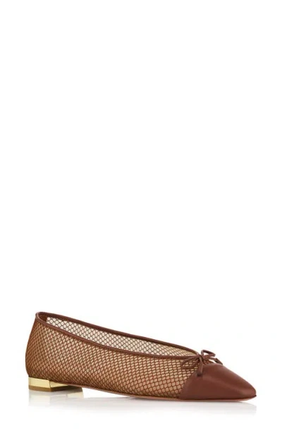 Aquazzura Gioia Mesh And Leather Ballet Flats In Brown