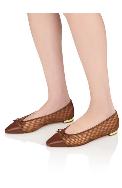 Aquazzura Gioia Mesh And Leather Ballet Flats In Brown