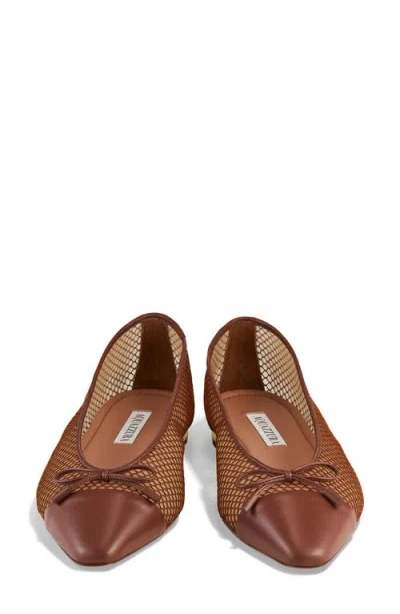 Aquazzura Gioia Mesh And Leather Ballet Flats In Brown