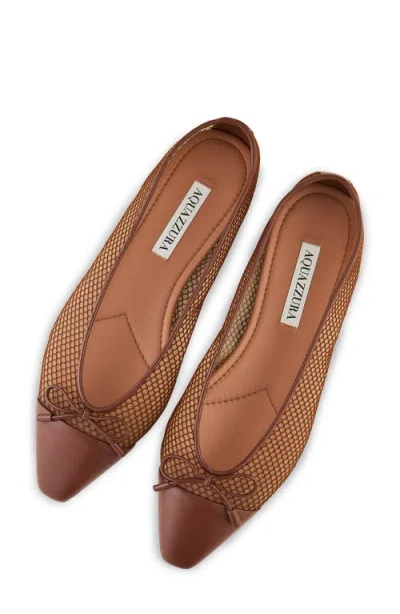 Aquazzura Gioia Mesh And Leather Ballet Flats In Brown