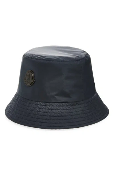 Moncler Reversible Logo Patch Bucket Hat In Black