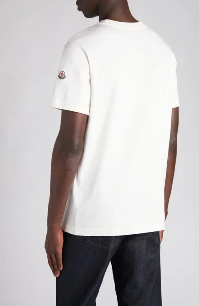 Moncler Ivory Cotton Tricolour Logo T-shirt In White