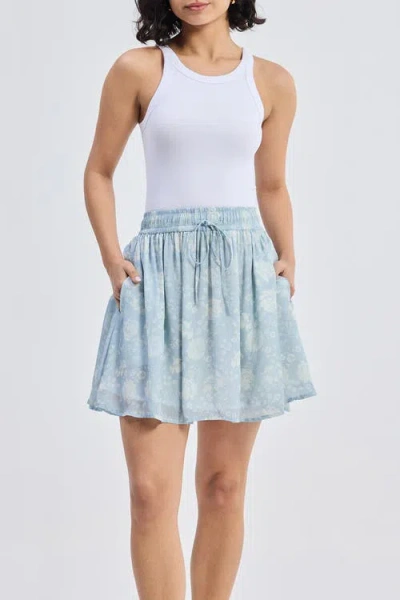 Reistor Drawstring Short Skirt In Blue