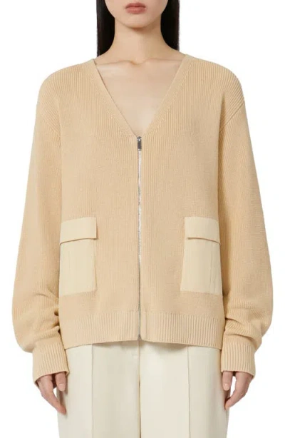 Weekend Max Mara Libero Front Zip Cardigan In Neutral