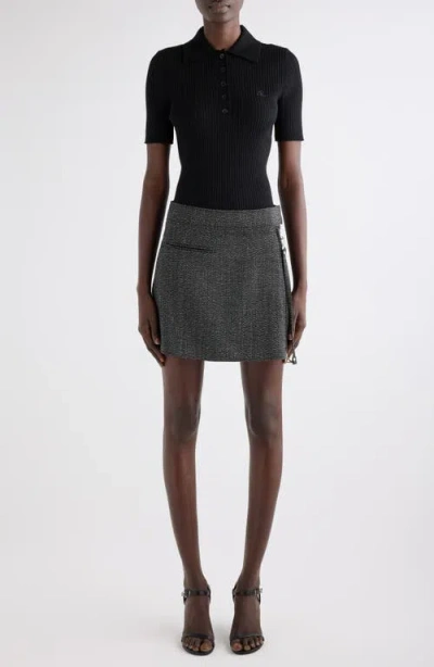 Courrèges Iconic Rib Knit Polo In Black