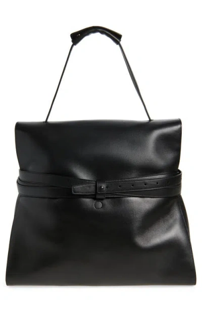 Moschino Tie Me Nappa Leather Tote Bag In Black