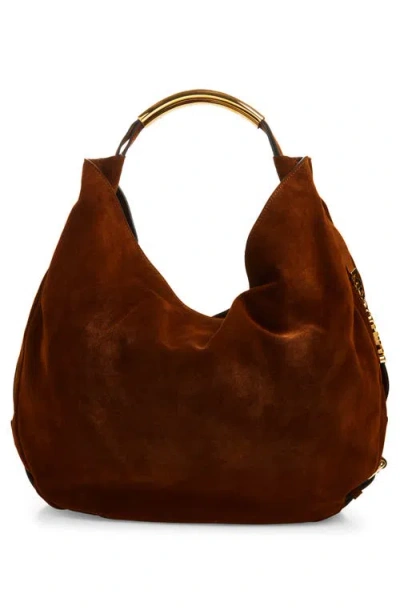 Moschino Handle Me Ring Handle Shoulder Bag In Brown