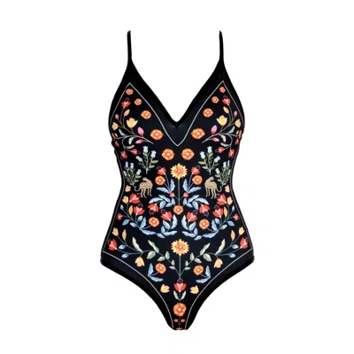 Jessie Zhao New York Night Imagination Reversible V-neck One-piece Swimsuit In Multi