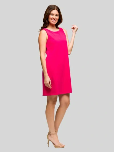 24seven Comfort Apparel Women's Solid Color Sleeveless Mini Shift Dress In Pink
