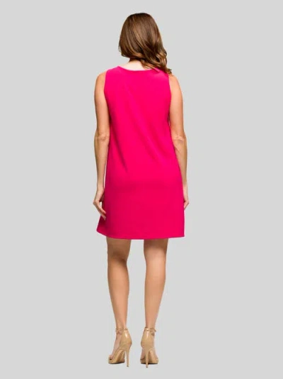 24seven Comfort Apparel Women's Solid Color Sleeveless Mini Shift Dress In Pink