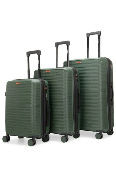 Bobcat Excavator 3 Piece Expandable Spinner Luggage Set With Tsa Lock In Green