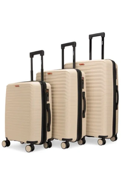 Bobcat Excavator 3 Piece Expandable Spinner Luggage Set With Tsa Lock In Brown