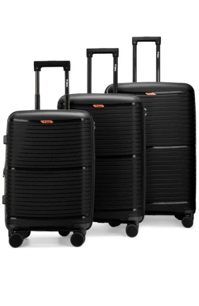 Bobcat Trencher 3 Piece Expandable Spinner Luggage Set With Tsa Lock In Black