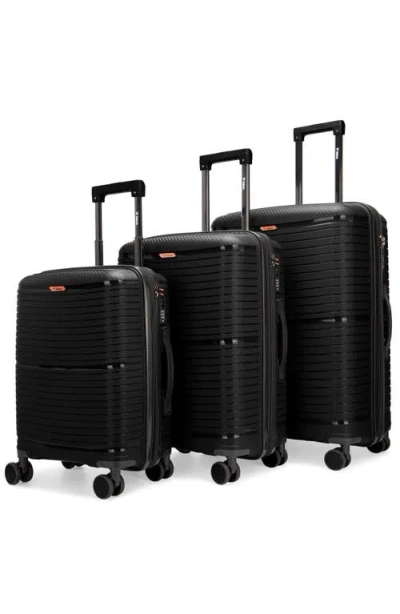 Bobcat Trencher 3 Piece Expandable Spinner Luggage Set With Tsa Lock In Black