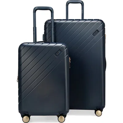Elle Louvre 2-piece Expandable Retro Spinner Luggage Set In Blue