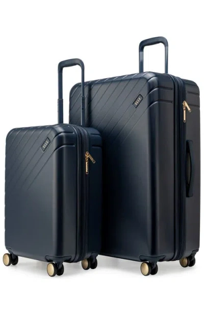 Elle Louvre 2-piece Expandable Retro Spinner Luggage Set In Blue