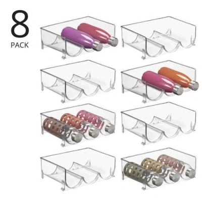 Mdesign Plastic Free-standing Stackable 3 Bottle Storage Rack, 8 Pack In Transparent