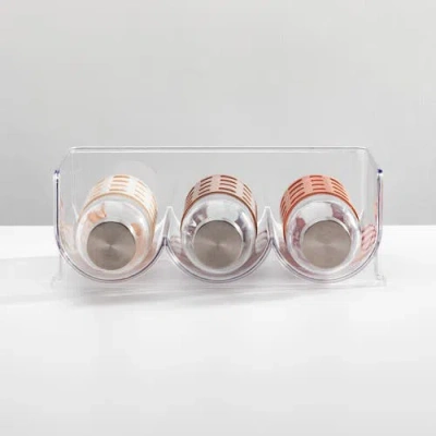 Mdesign Plastic Free-standing Stackable 3 Bottle Storage Rack, 8 Pack In Transparent