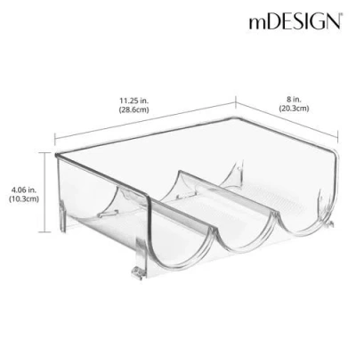 Mdesign Plastic Free-standing Stackable 3 Bottle Storage Rack, 8 Pack In Transparent
