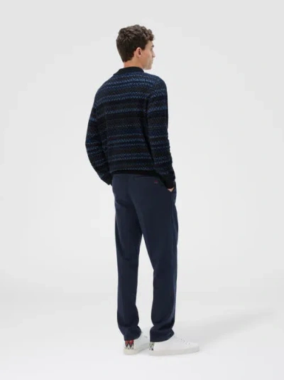 Missoni Embroidered-monogram Chino Pants In Blue