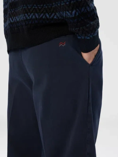 Missoni Embroidered-monogram Chino Pants In Blue