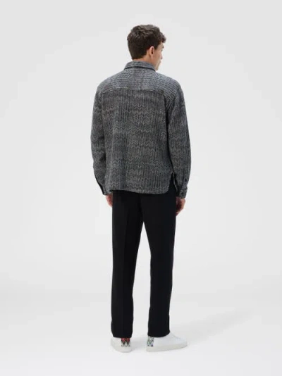 Missoni Overshirt In Wool-cotton Blend With Zigzag Pattern In Gray