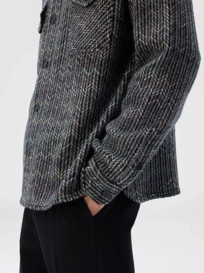 Missoni Overshirt In Wool-cotton Blend With Zigzag Pattern In Gray
