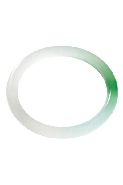 Seree Koi Mottled Round Jade Stone Bangle In Green