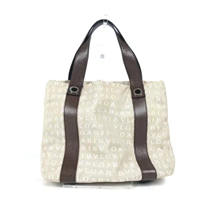 Pre-owned Bvlgari Beige Canvas Leather Shoulder Bag Tote Bag ()